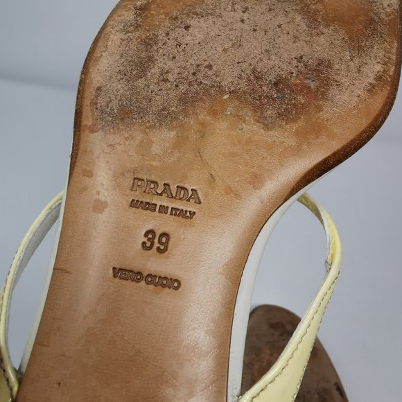 Prada Cream Enamel Logo Plaque Sandals - Picture 7 of 7